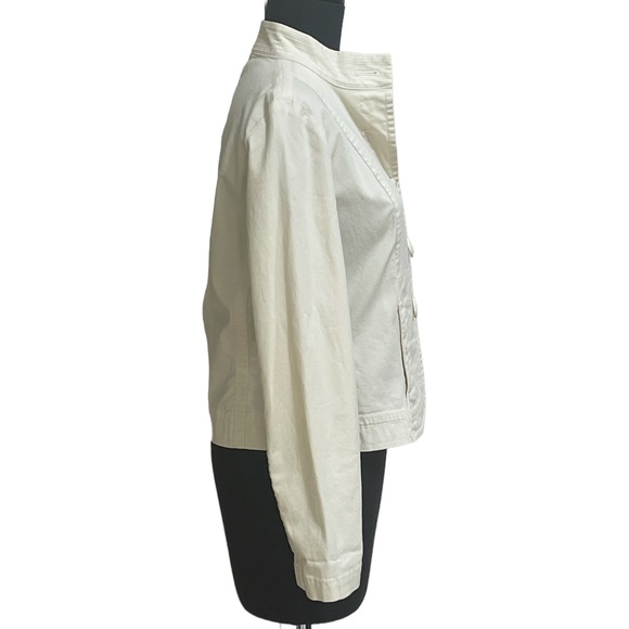 Talbots Cream Color Utility Style Jacket Sz 4 Off White Blazer Cotton Stretch - Picture 8 of 11